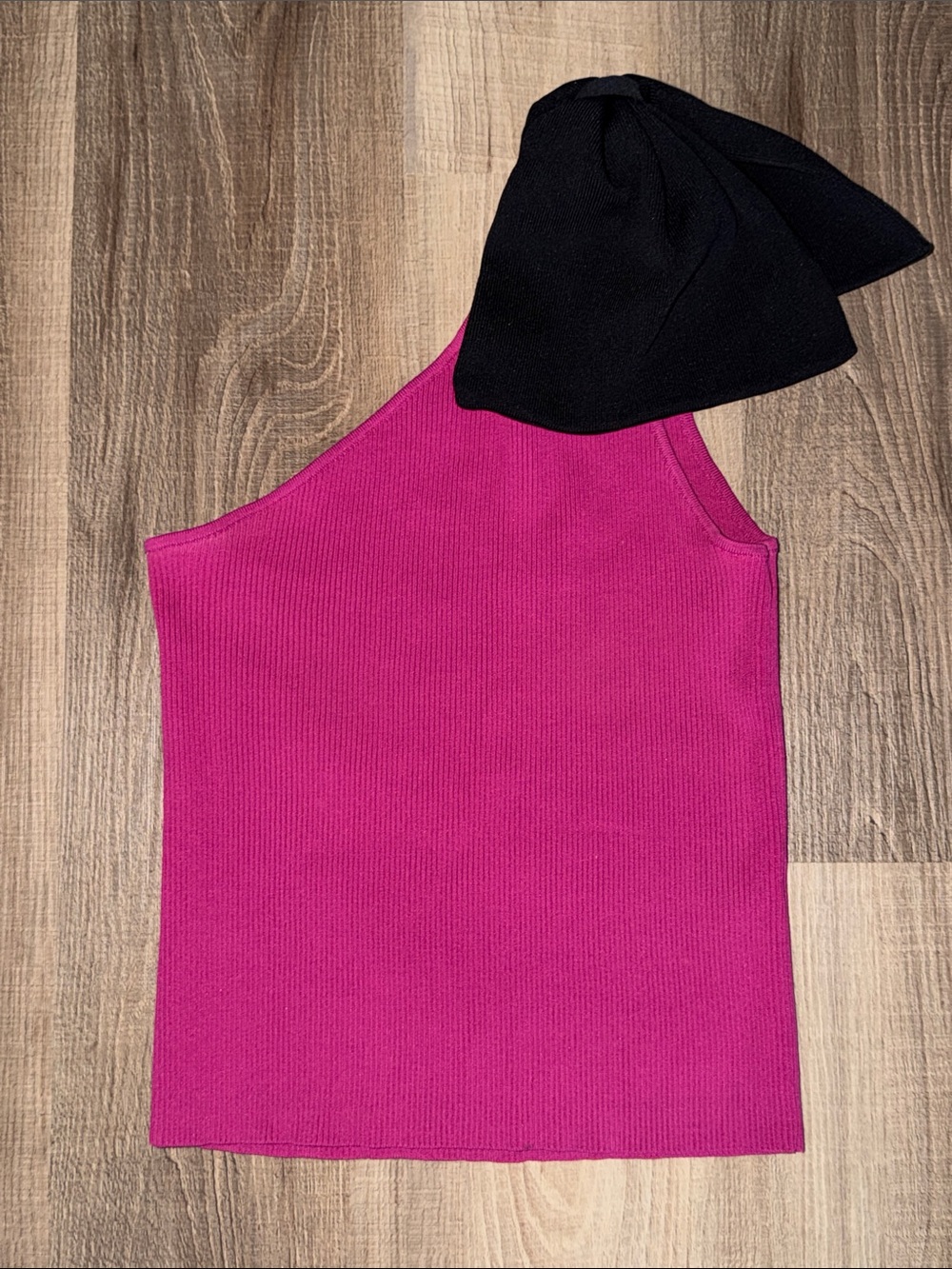 🩷 ZARA NWOT One-Shoulder Fuchsia Ribbed Tank Top Medium 🩷